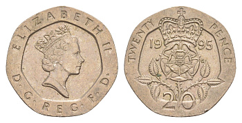Великобритания 20 пенсов 1995 Елизавета II (1952-2022) KM 939, Spink 4361 (G2) медно-никель 4639-867
