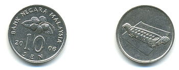 Малайзия 10 сенов 2006 цветок KM 51 медно-никель 3999-612