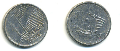 Бразилия 1 крузейро 1990 KM 617 нержавеющая сталь 93-1034