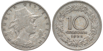 Австрия 10 грошей 1925 KM 2838 медно-никель 216-1256