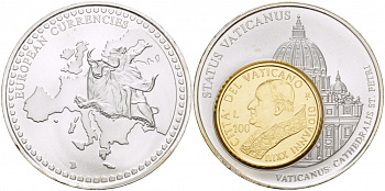 ВАТИКАН МЕДАЛЬ ND МОНЕТА НА МЕДАЛИ, ВАТИКАН, СОБОР СВЯТОГО ПЕТРА В РИМЕ, 100 ЛИР серебро UNC 1088-6-43