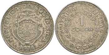 Коста-Рика 1 колон 1976 KM 86.4, Schoen 45 медно-никель 4117-711