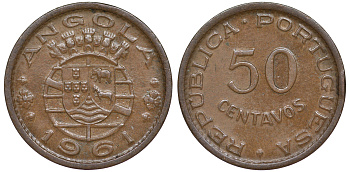 Португальская Ангола 50 сентаво 1961 KM 75 бронза 4114-521