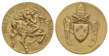 Ватикан медаль "Павел VI - Великий понтифик 1978 диаметр 34 мм, вес 14,3 гр латунь 4120-144