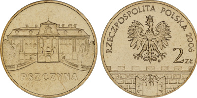 Польша 2 злотых 2006 MW, серия польские города, Пщина (Pszczyna) KM 549 нордик UNC 4676-354