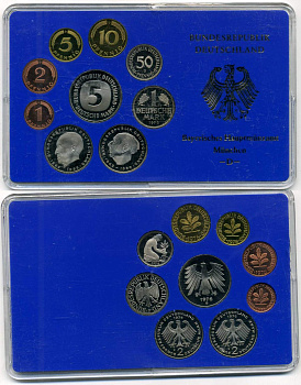 ФРГ госнабор из 9 монет 1976 D    PROOF  1-6-1-42