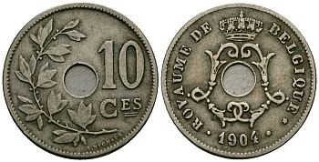 Бельгия 10 сантимов 1904 Belgique KM 52 медно-никель 4172-813