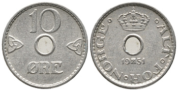 НОРВЕГИЯ 10 ЭРЕ 1951 ХОКОН VII (1905-1957) KM 383 медно-никель 100-1211