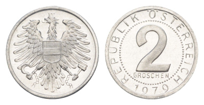 Австрия 2 гроша 1979 KM 2876 алюминий PROOF 4564-917