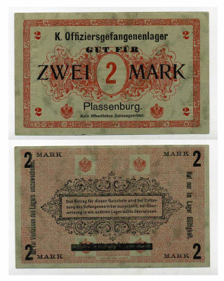 Германия 2 марки ND крепость Плассенбург, лагерь военнопленных офицеров C-3369 бумага aUNC 000-00-00