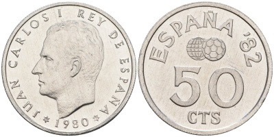 Испания 50 сентимо 1980 Хуан Карлос I (1975-2014) KM 815 алюминий 4391-124