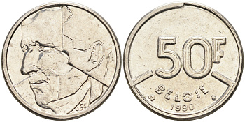 Бельгия 50 франков 1990 Belgie, Бодуэн I (1948-1993) KM 169 никель    4177-127