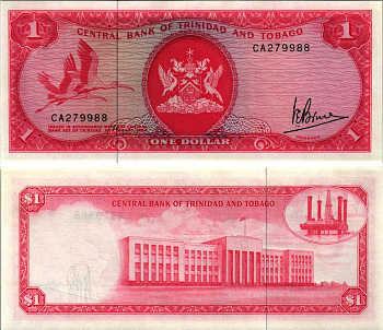 Тринидад и Тобаго 1 доллар 1977 подпись V. E. Bruce Pick 30 а бумага UNC (пресс) 2192-55-1-1