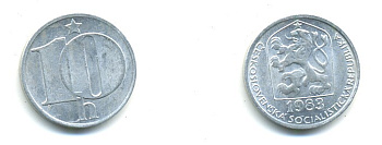 ЧЕХОСЛОВАКИЯ 10 ГЕЛЛЕРОВ 1983 СОЦИАЛИСТИЧЕСКАЯ РЕСПУБЛИКА KM 80 алюминий 4379-1123