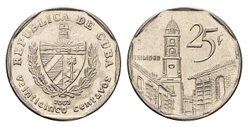 Куба 25 сентаво 2003 площадь в Тринидаде KM 577.2, JMA MC21, Schoen 715 сталь плакированная никелем 4114-1221