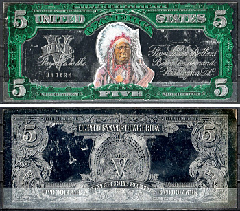 США 5 долларов ND Сувенирная банкнота, индеец картон 8595-15-3-2
