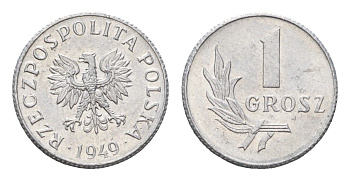 Польша 1 грош 1949 Y 39 алюминий UNC 4674-929