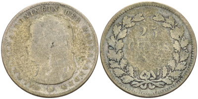 Нидерланды 25 центов 1897 Вильгельмина (1890-1948) KM 115 серебро 4115-217
