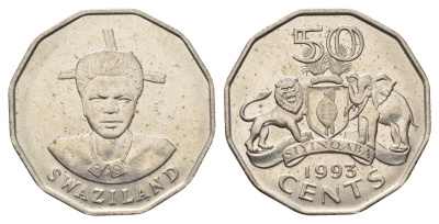 Свазиленд 50 центов 1993 KM 43 медно-никель UNC 4678-113