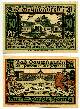 БАД-ЭЙНХАУЗЕН 50 ПФЕННИГОВ 1921 НОТГЕЛЬД, ЗЕМЛЯ СЕВЕРНЫЙ РЕЙН-ВЕСТФАЛИЯ Grabowski 1009.1 бумага 2193-10-3-2