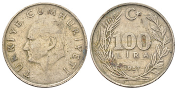 Турция 100 лир 1987 Кемаль Ататюрк KM 967 медь цинк никель 4692-926