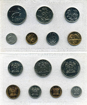 ЮАР набор из 7 монет 1989 в запайке, тираж 13000 экз. KM MS 26   UNC  3-4-1-19