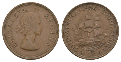 ЮАР 1 пенни 1954 KM 46 бронза 4645-1131