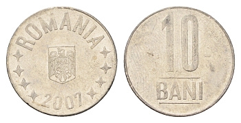 Румыния 10 бань (бани) 2007 KM 191 сталь плакированная никелем 4702-534