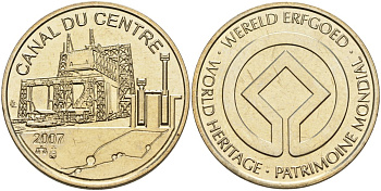 Бельгия жетон 2007 центральный судоходный канал, диаметр 30 мм. медно-никель UNC 88-1022