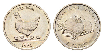 Тонга 5 сенити 1981 KM 68 медно-никель UNC 80-712