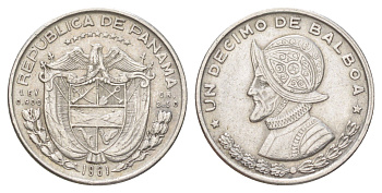Панама 1/10 бальбоа 1961 KM 24 серебро 4623-1223