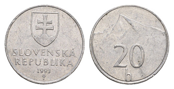 Словакия 20 геллеров 1993 KM 18 алюминий 4659-548