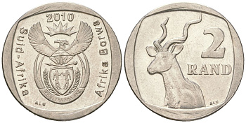 ЮАР 2 ранда 2010 KM 498 медь плакированная медно-никелем 4364-2343