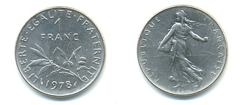 ФРАНЦИЯ 1 ФРАНК 1978 СЕЯТЕЛЬ KM 925.1 никель 57-332