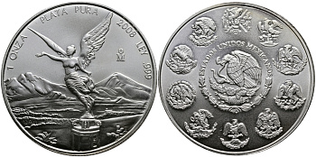 Мексика 1 унция 2008 богиня победы Ника серебро UNC 413-2143