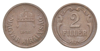 Венгрия 2 филлера 1935 BP KM 506 бронза 4665-442