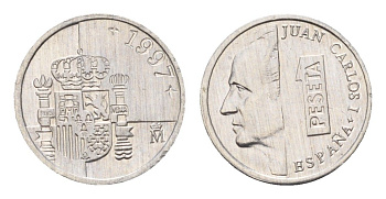 Испания 1 песета 1997 Хуан Карлос I (1975-2014) KM 832 алюминий UNC 4685-656