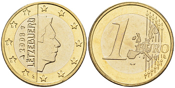 Люксембург 1 евро 2003 Великий Герцог Анри KM 81 биметалл UNC 4148-753