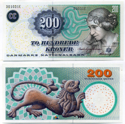 Дания 200 крон 2003-2007 Pick 62 бумага UNC (пресс) 000-00-00