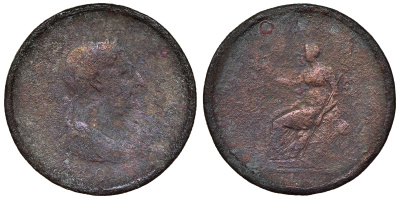 Великобритания 1 пенни 1806 Георг III (1760-1820) Spink 3780, KM 663 медь    4368-632