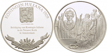 Нидерланды медаль ND серия великие правители, принц Фредерик Генрих Оранский (1584-1647), 36 мм, 17,5 гр  серебро  PROOF  1082-8-13