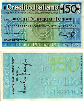 Италия чек на 150 лир 1976 23 марта 1976, credito Italiano бумага UNC (пресс) 7204-59-1-2