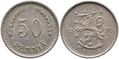 ФИНЛЯНДИЯ 50 ПЕННИ 1935 S KM 26 медно-никель 4387-522