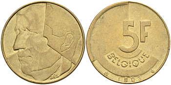 Бельгия 5 франков 1993 Belgique KM 163 алюминиевая бронза    4595-551