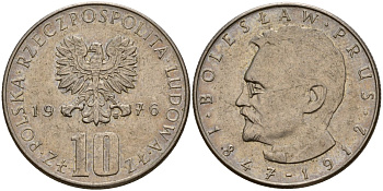 Польша 10 злотых 1976 Адам Мицкевич Y 74 медно-никель 4156-921