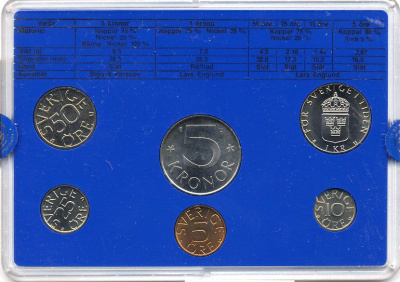 Швеция набор монетного двора из 6 монет 1984 в пластике, Карл XVI Густав (1973- ) KM MS31 UNC 5-4-2-42