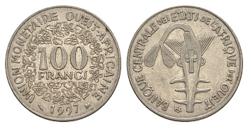 Западная Африка (BCEAO) 100 франков 1997 Центральный банк государств Западной Африки KM 4 никель 4642-341