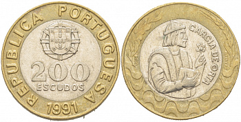 Португалия 200 эскудо 1991 Гарсия Де Орта (1501-1568) KM 655 биметалл 77-547