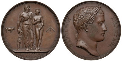 Франция медаль 1804 Наполеон Бонапарт, Венера с вакцинированным от оспы, 40 мм, 37,15 гр бронза aUNC 00-00