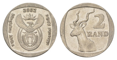 ЮАР 2 ранда 2002 KM 273 медь плакированная никелем 4626-1223